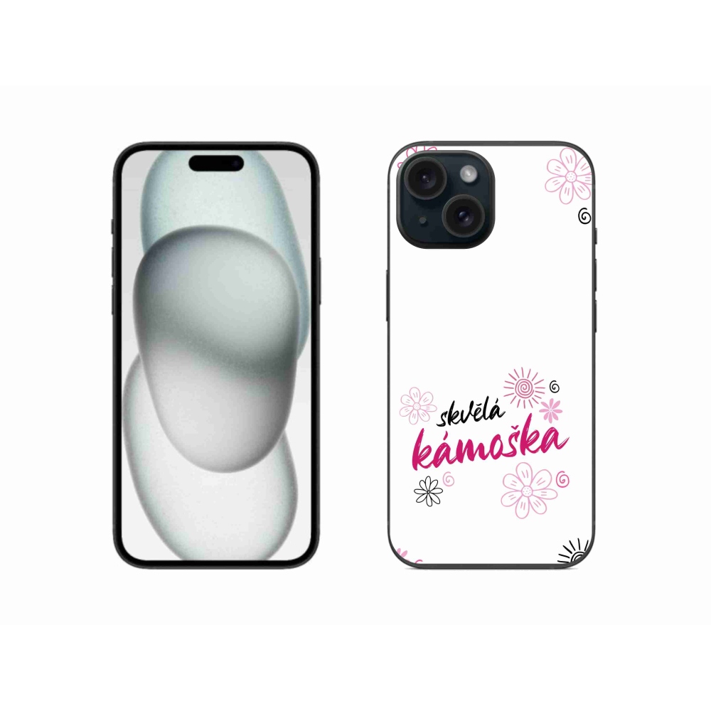 Gélový kryt mmCase na iPhone 15 - skvelá kamoška biele pozadie