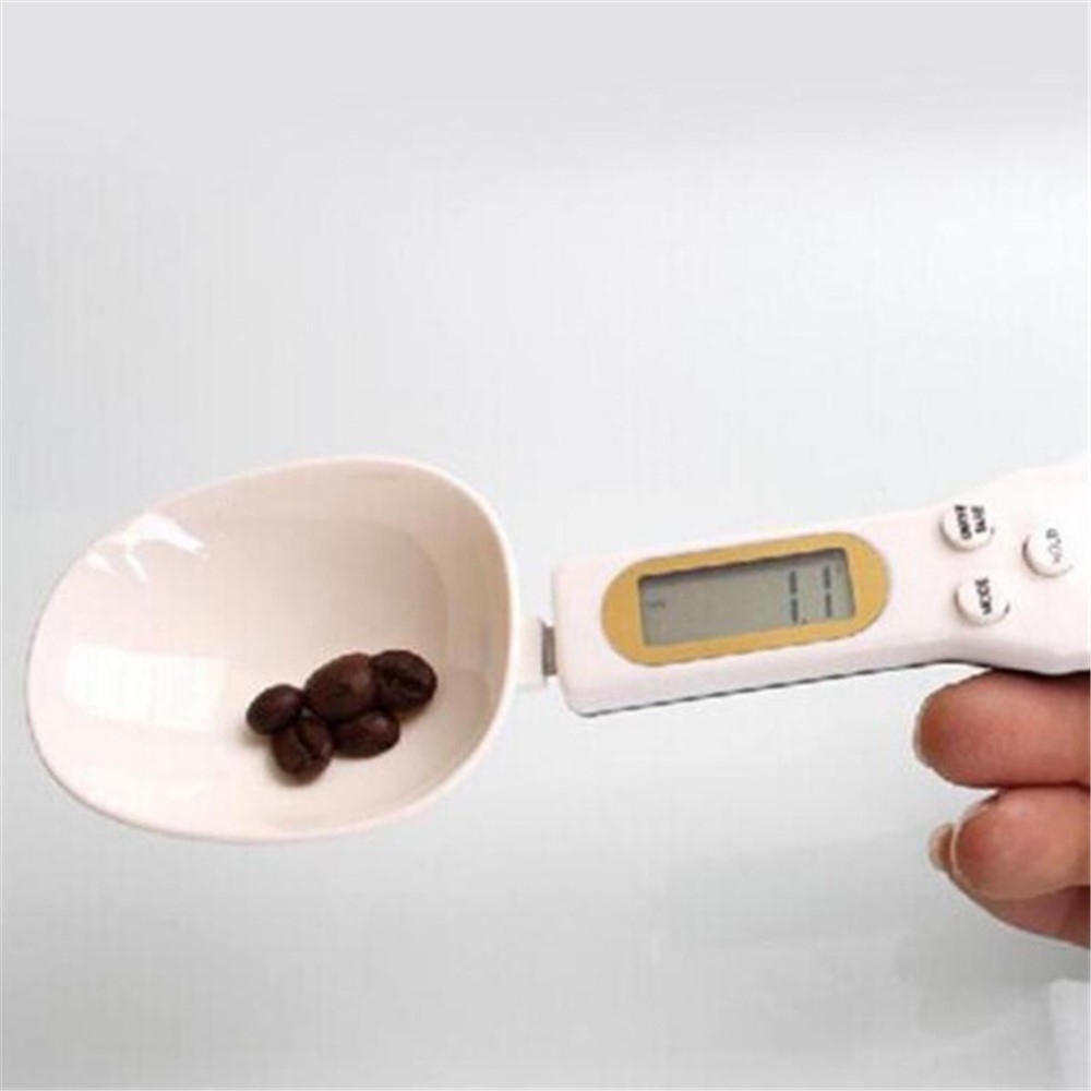 Odmerná elektronická lyžica s displejom na váženie do 500 g - biela