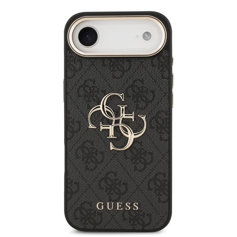 Guess PU kožený 4G kovové logo Gold Frame zadný kryt pre iPhone Air Black