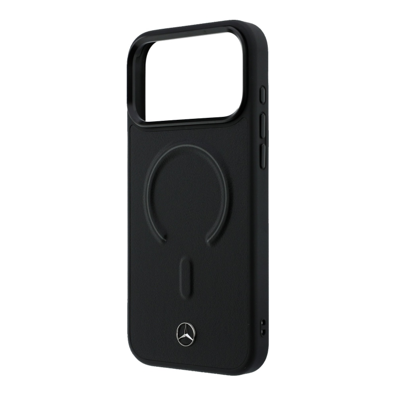 Mercedes PU kožený 3D zadný kryt MagSafe pre iPhone 17 Pro Max Black