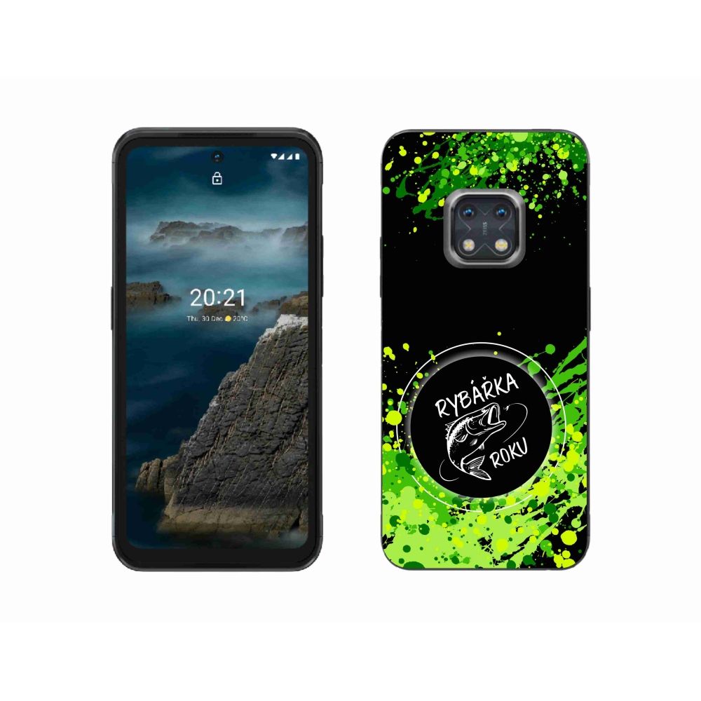Gélový kryt mmCase na Nokia XR20 - rybárka roku čierne pozadie