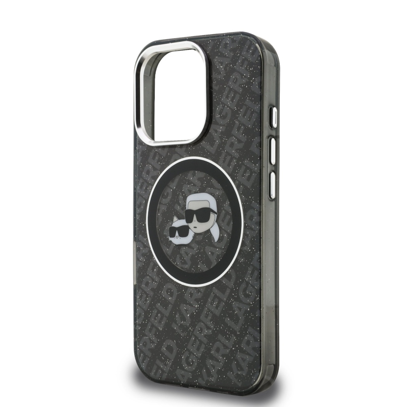 Karl Lagerfeld IML K&CH Heads Repeated Logo MagSafe Zadný Kryt pre iPhone 16 Pro Black