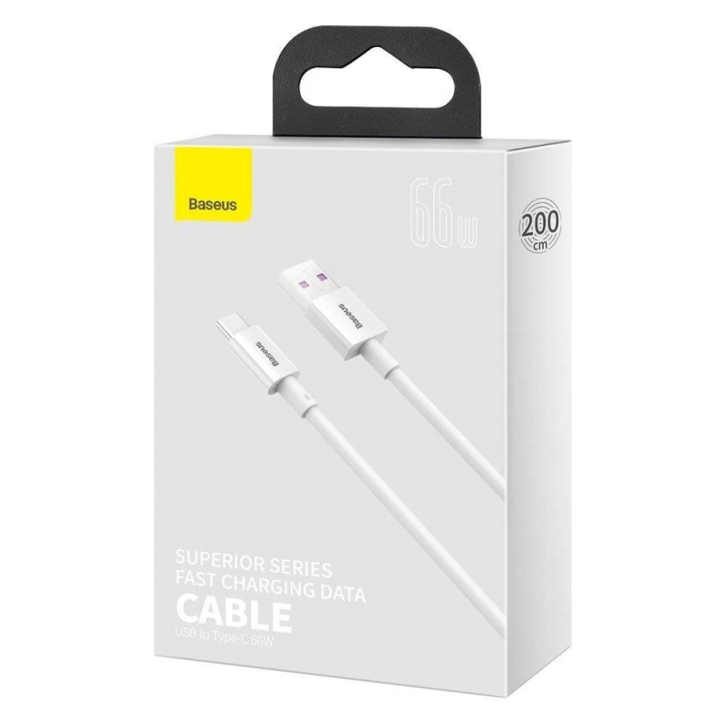 Rýchlonabíjací dátový kábel Baseus Superior Series USB-A - USB-C 66W 2 m biely