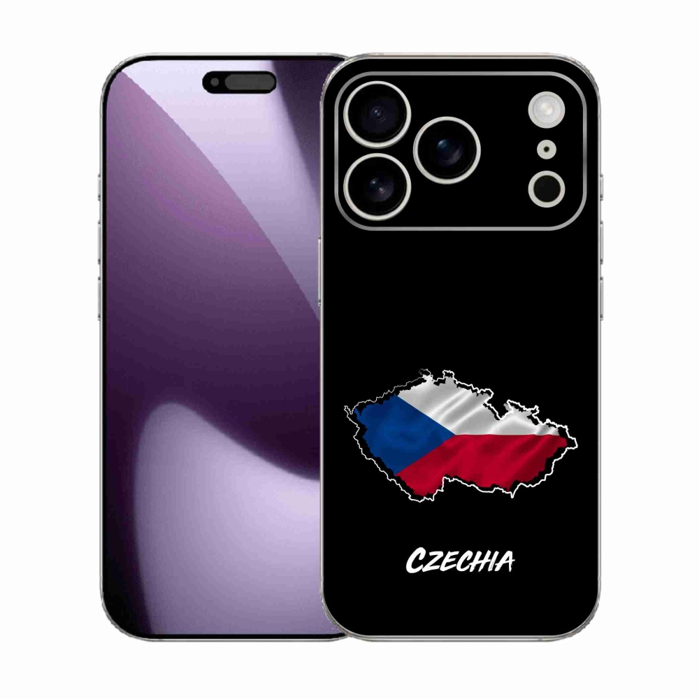 Gélový kryt mmCase na iPhone 17 Pro - Czechia čierne pozadie