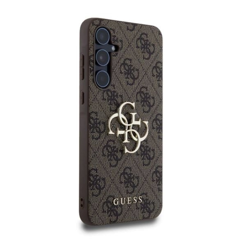 Guess PU 4G Metal Logo Zadný Kryt pre Samsung Galaxy A55 5G Brown