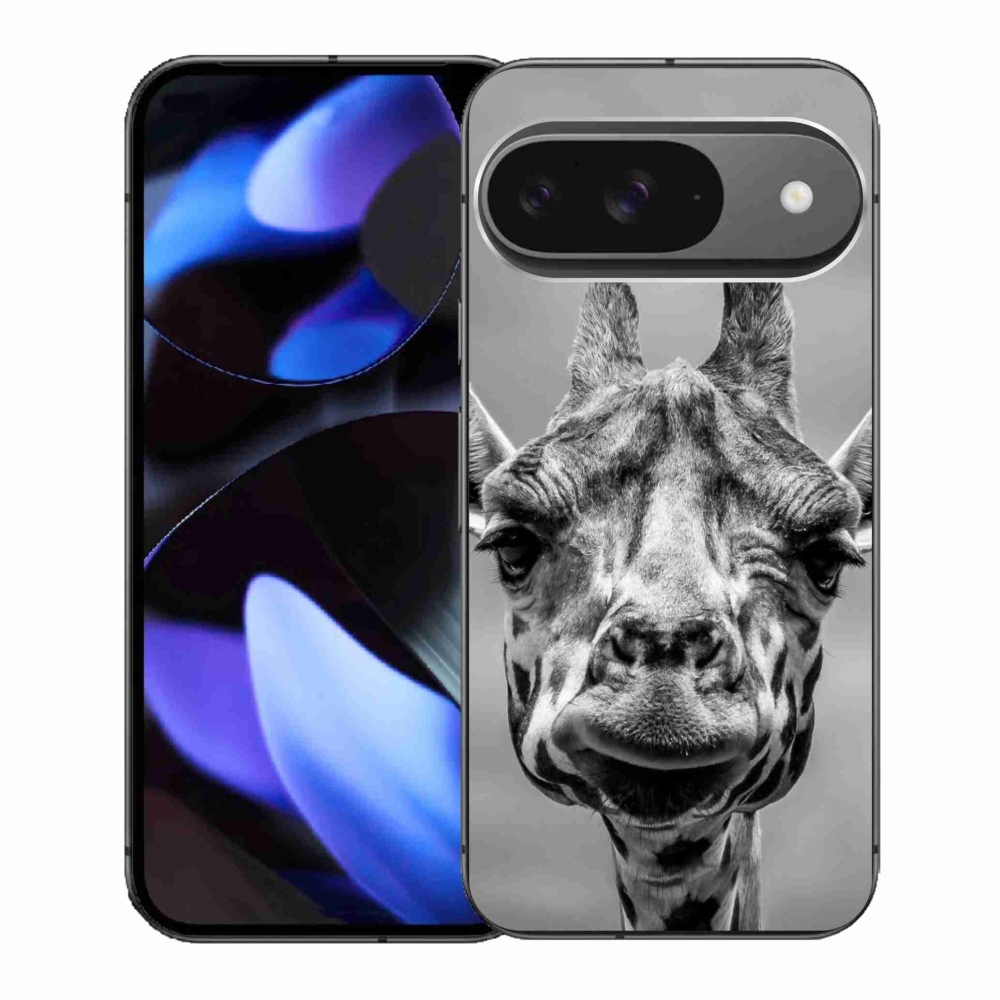 Gélový kryt mmCase na Google Pixel 9/9 Pro - čiernobiela žirafa