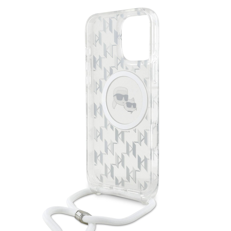 Karl Lagerfeld IML Monogram Crossbody K&CH Heads MagSafe Zadný Kryt pre iPhone 16 Pro Transparent