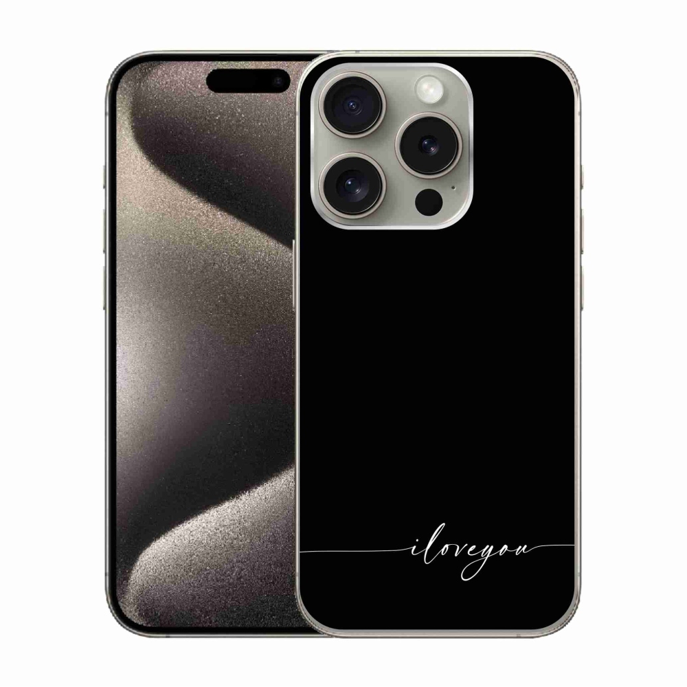 Gélový kryt mmCase na iPhone 15 Pro - I love you čierne pozadie