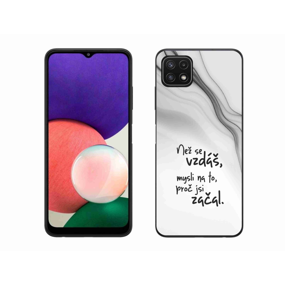 Gélový kryt mmCase na Samsung Galaxy A22 5G - citát 2 biele pozadie