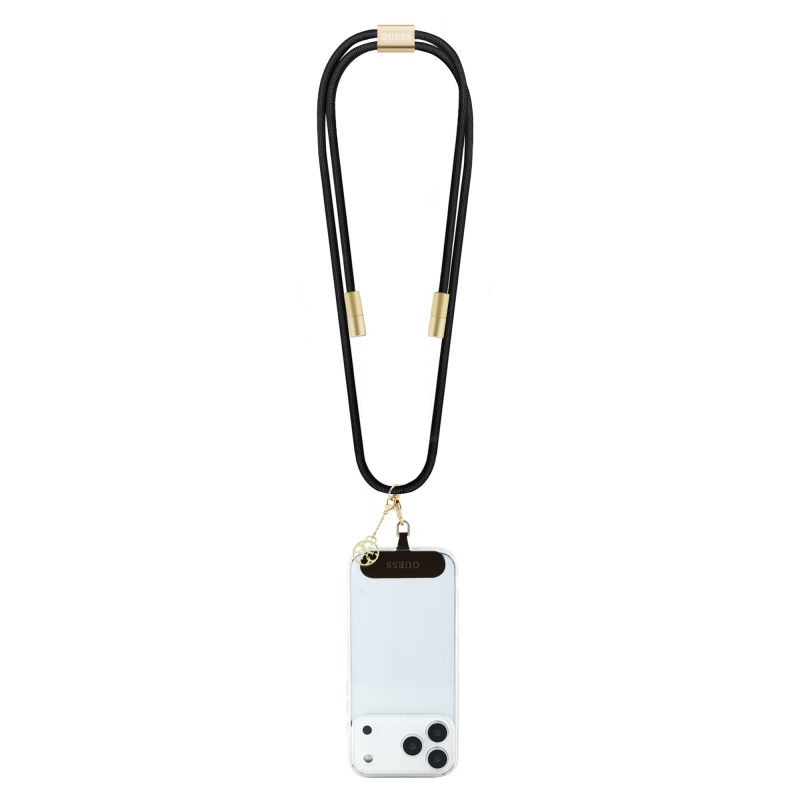 Guess Crossbody Strap 4G Charm s nabíjacím káblom USB-C/USB-C Black
