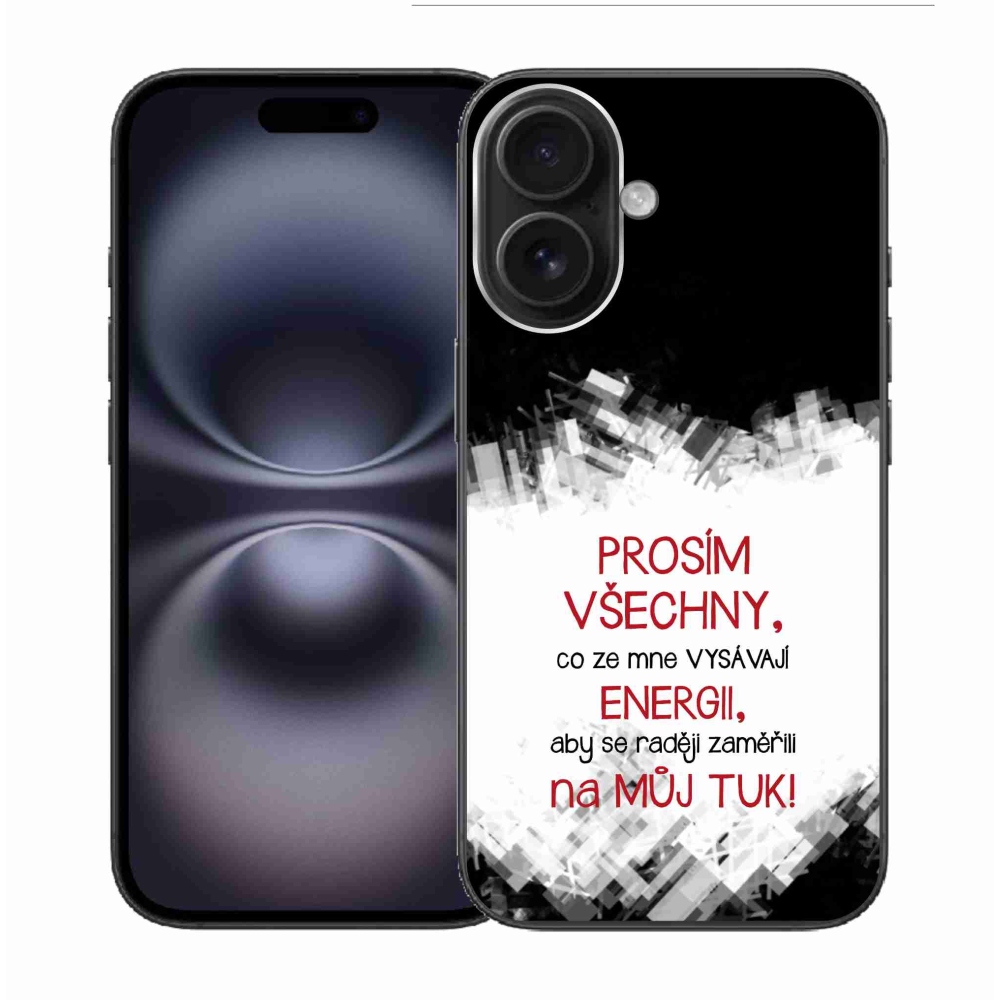 Gélový kryt mmCase na iPhone 16 - vtipný text 1 červený