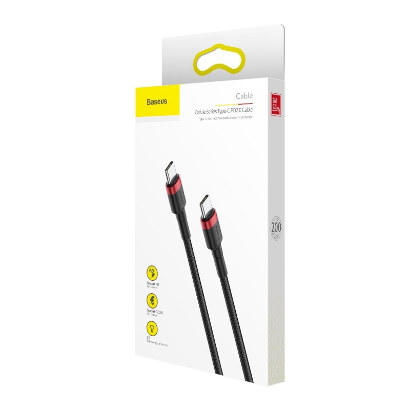 Baseus Cafule Flash Charging Dátový Kábel USB-C - USB-C 60W 2m Red/Black