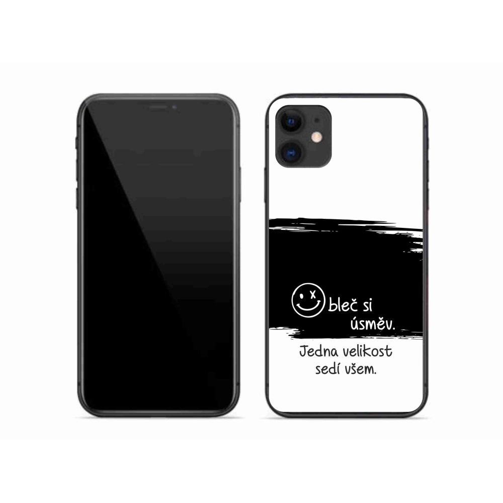 Gélový kryt mmCase na iPhone 11 - vtipný text 8 čiernobiele pozadie