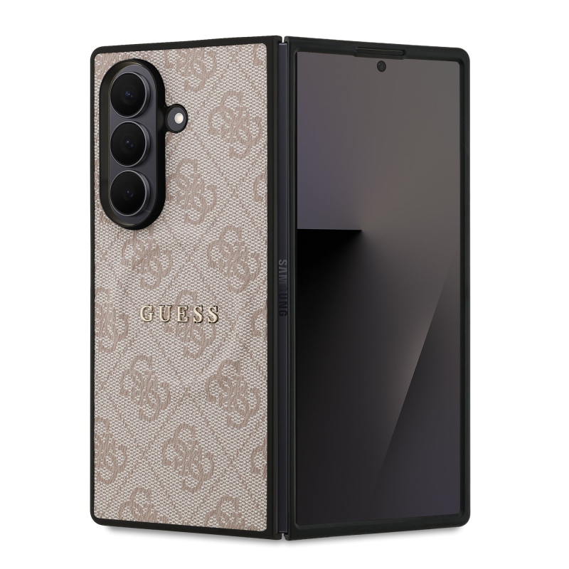 Guess PU kožený 4G farebný magnetický zadný kryt pre Samsung Galaxy Z Fold 7 Pink