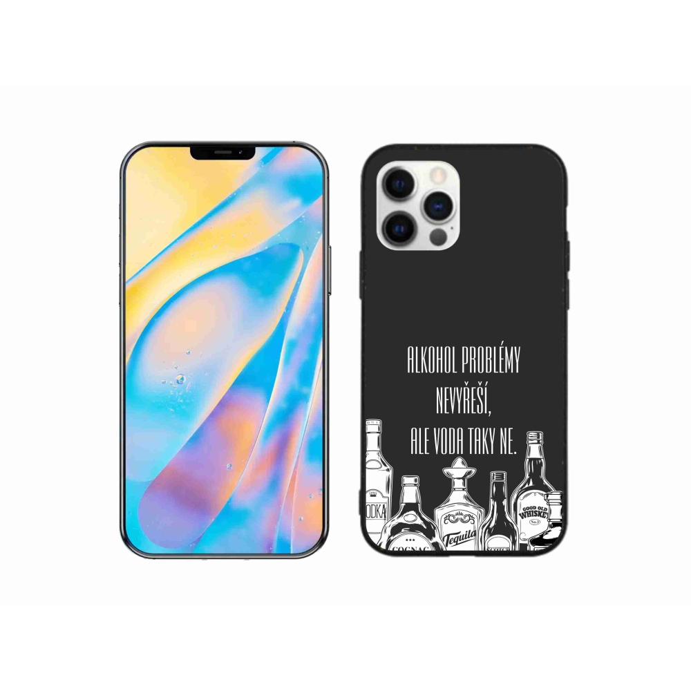 Gélový kryt mmCase na iPhone 12 Pro - vtipný text čierne pozadie
