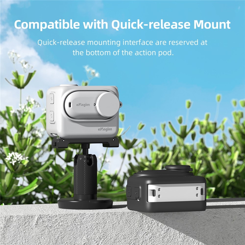 Silikónový ochranný obal AMAGISN s pútkom pre Insta360 GO 3 - čierne