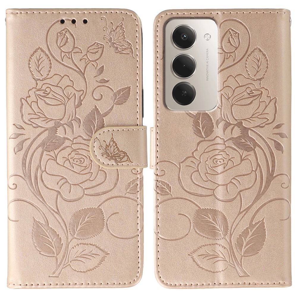 Roses knižkové púzdro na Xiaomi Redmi 15 5G - ružovozlaté
