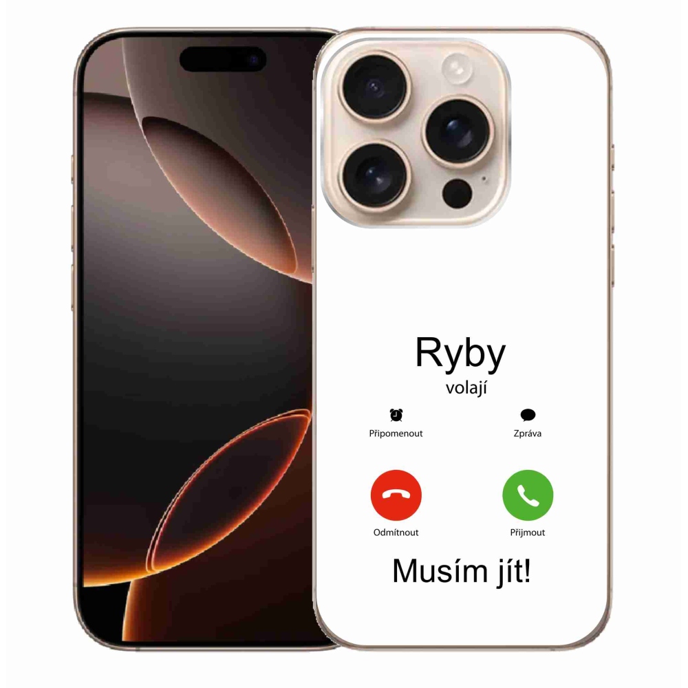 Gélový kryt mmCase na iPhone 16 Pro Max - ryby volajú biele pozadie