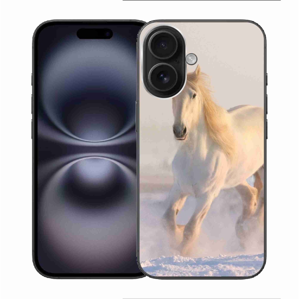 Gélový obal mmCase na iPhone 16 - kôň v snehu