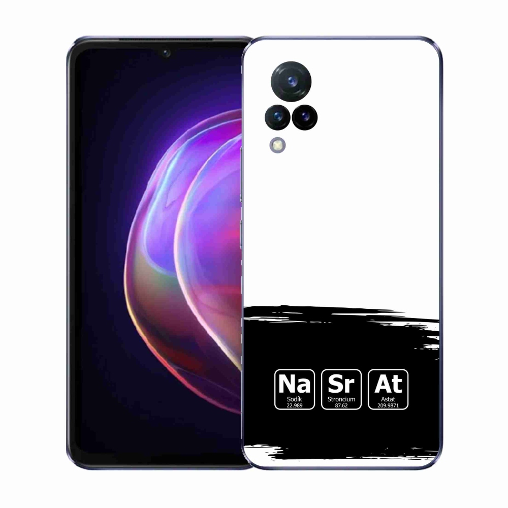 Gélový kryt mmCase na Vivo V21 4G/5G - chemické prvky čiernobiele pozadie