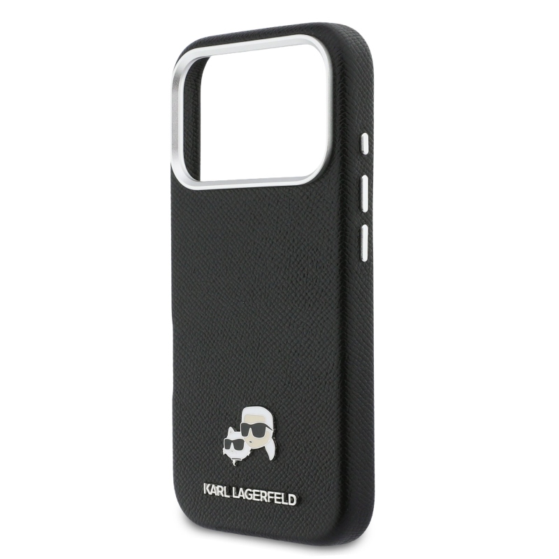 Karl Lagerfeld PU Karl and Choupette Heads Pins MagSafe zadný kryt pre iPhone 17 Pro Max Black