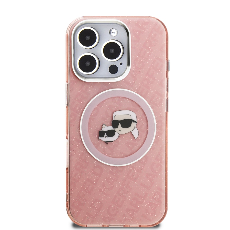 Karl Lagerfeld IML K&CH Heads Repeated Logo MagSafe Zadný Kryt pre iPhone 16 Pro Max Pink