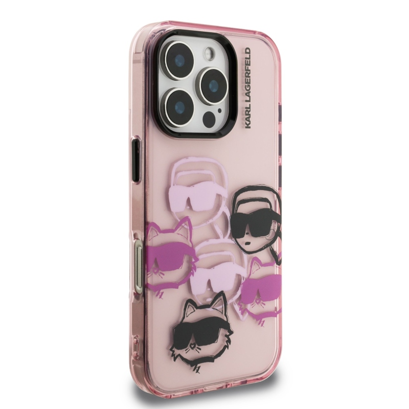 Karl Lagerfeld IML Multi K&CH Heads Zadný Kryt pre iPhone 16 Pro Pink