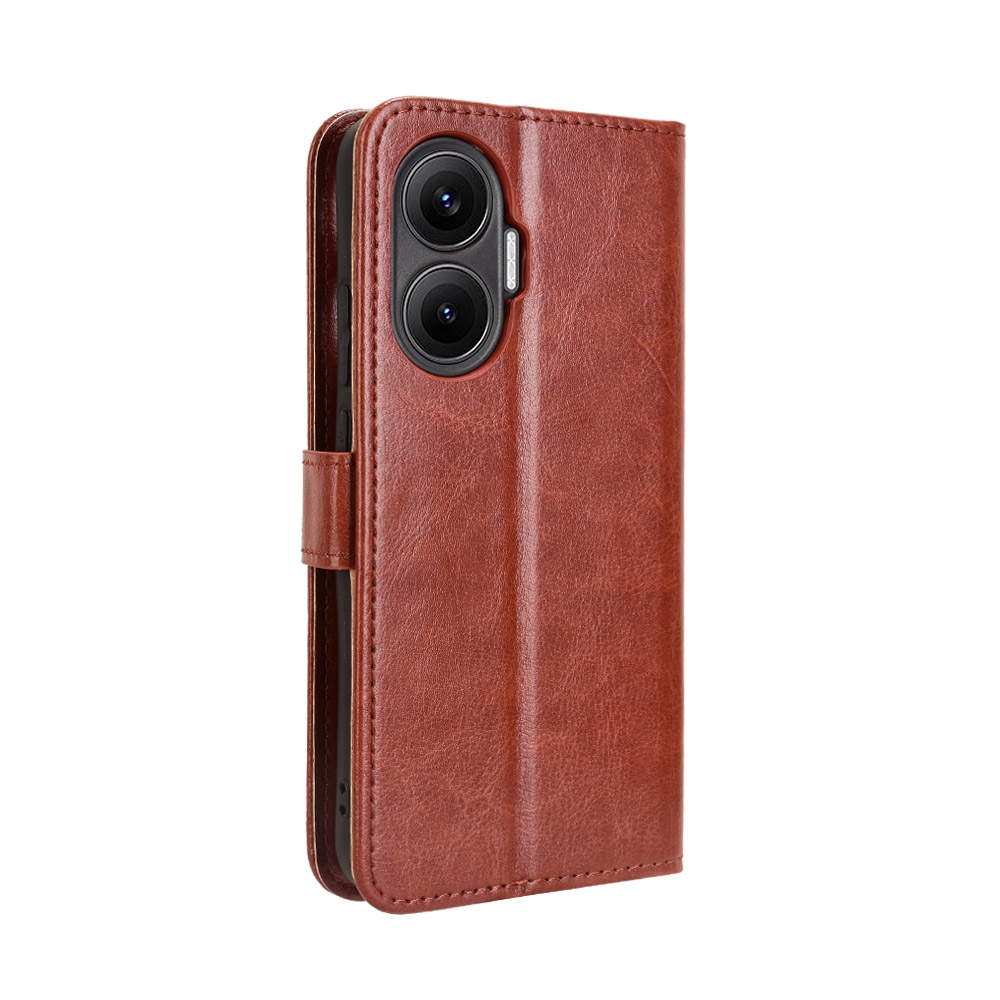 Crazy knižkové púzdro na Xiaomi Poco F7 5G - hnedé