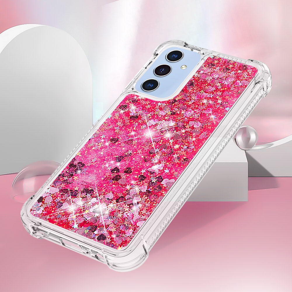 Glitter presýpacie gélový obal na Samsung Galaxy A17 5G - ružový/srdiečka