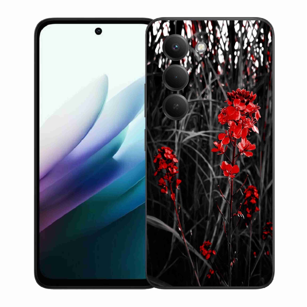 Gélový kryt mmCase na Xiaomi Redmi 15 4G/5G (171mm) - červená rastlina