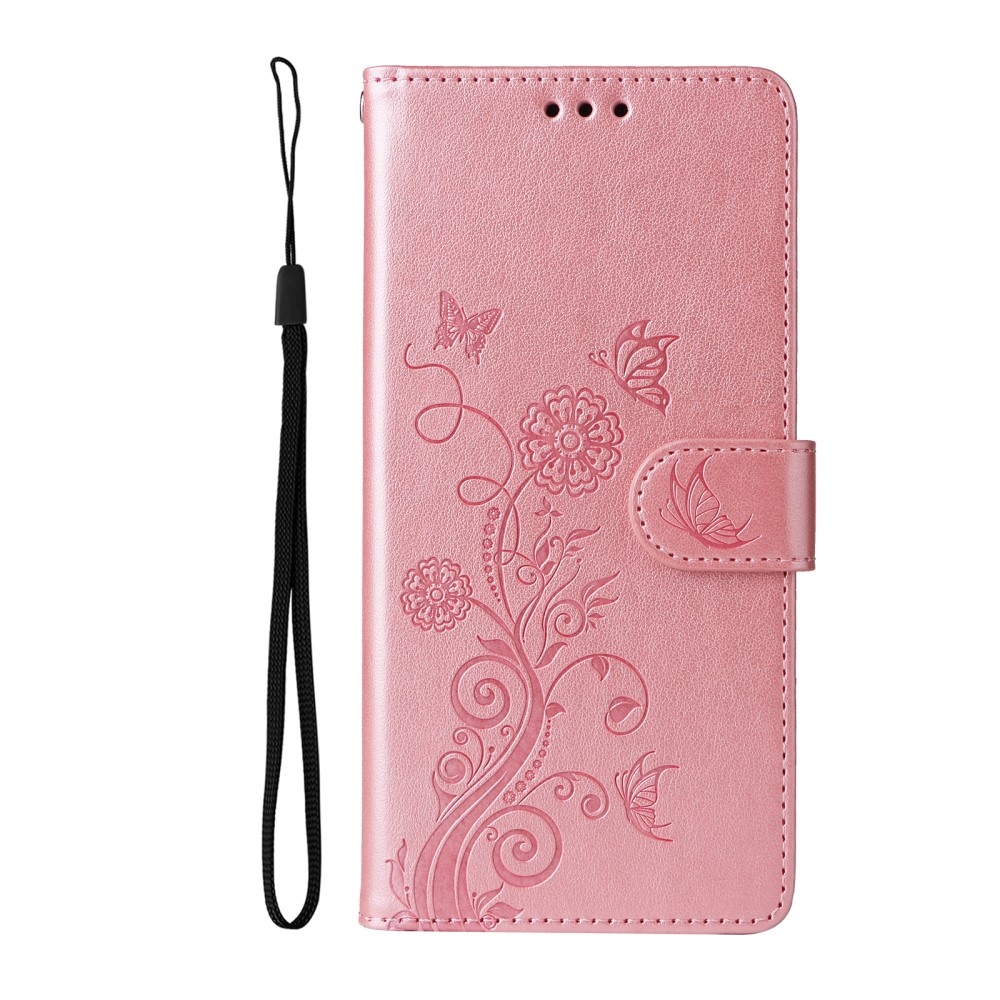 Flowery knižkové puzdro na Realme 14 5G - ružové