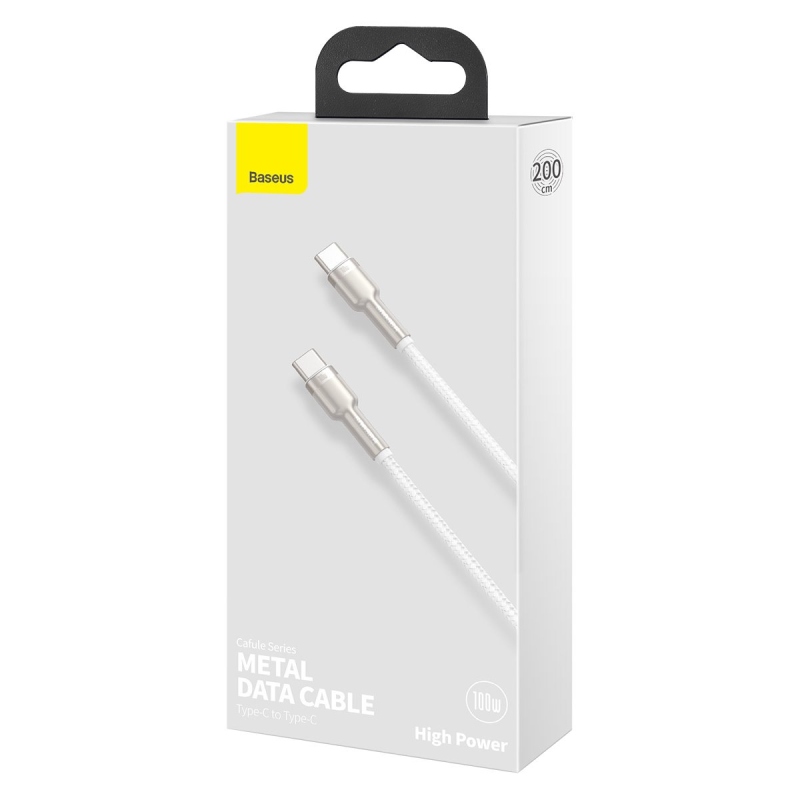 Dátový kábel Baseus Cafule Metal Series USB-C - USB-C 100W 2m White