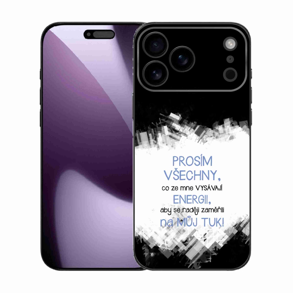 Gélový kryt mmCase na iPhone 17 Pro Max - vtipný text 1 modrý