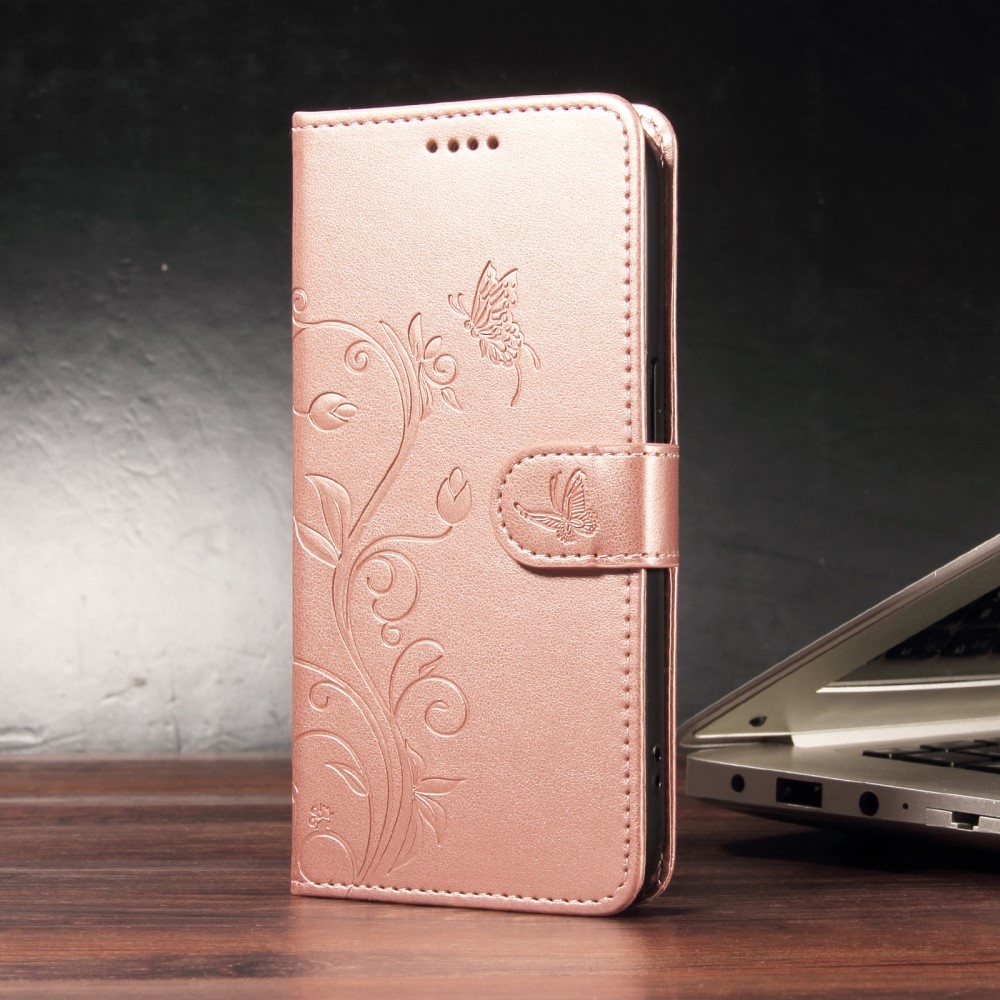 Flowers knižkové puzdro na Xiaomi Redmi A5 (173.45x79.35x8.45mm) - ružovozlaté