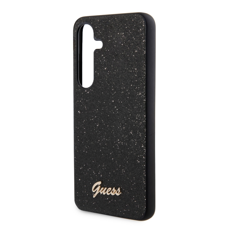Guess PC/TPU Glitter Flakes Metal Logo Zadný Kryt pre Samsung Galaxy S24 Black