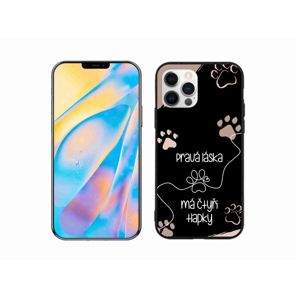 Gélový kryt mmCase na iPhone 12 - psí motív 1 čierne pozadie
